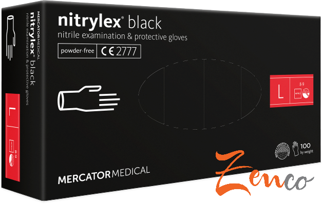 Jednorázové nitrilové zdravotnické rukavice Mercator NITRYLEX černé 100 ks - Zvolte velikost: M
