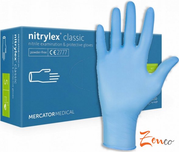 Jednorázové nitrilové zdravotnické rukavice Mercator NITRYLEX modré 100 ks - Zvolte velikost: S