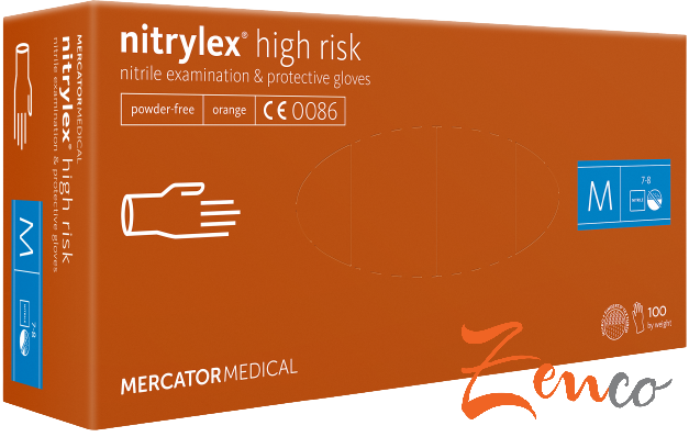 Jednorázové nitrilové zdravotnické rukavice Mercator NITRYLEX high risk 100 ks - Velikost: L
