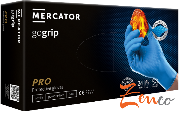 Nitril védőkesztyű Mercator GOGRIP kék 50 db - Velikost: L