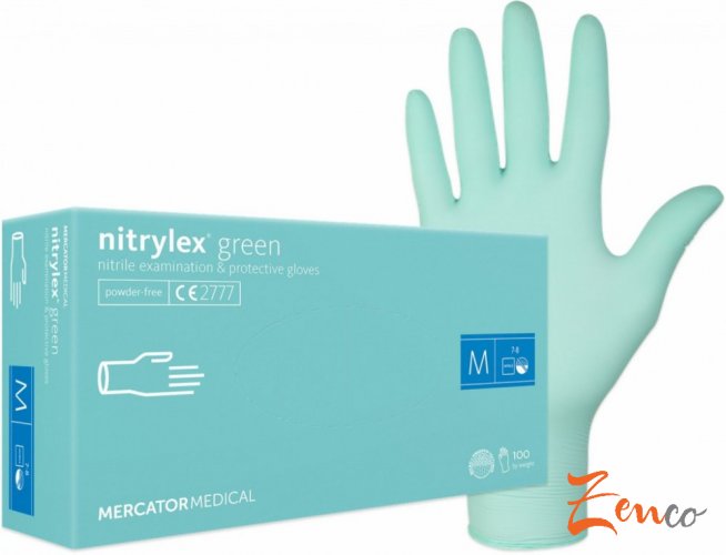 Jednorazové nitrilové zdravotnícke rukavice Mercator NITRYLEX zelené 100 ks - Zvoľte veľkosť: XL