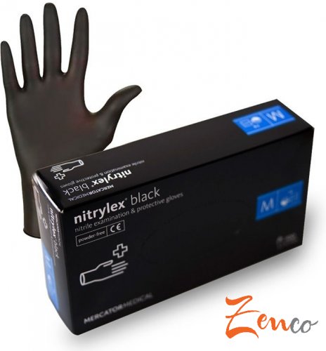 Jednorazové nitrilové zdravotnícke rukavice Mercator NITRYLEX čierne 100 ks