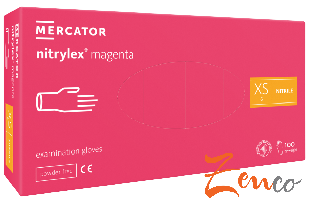 Jednorázové nitrilové zdravotnické rukavice Mercator NITRYLEX magenta 100 ks - Zvolte velikost: XS