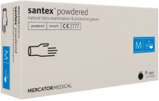 Latexové rukavice Mercator SANTEX púdrované 100 ks