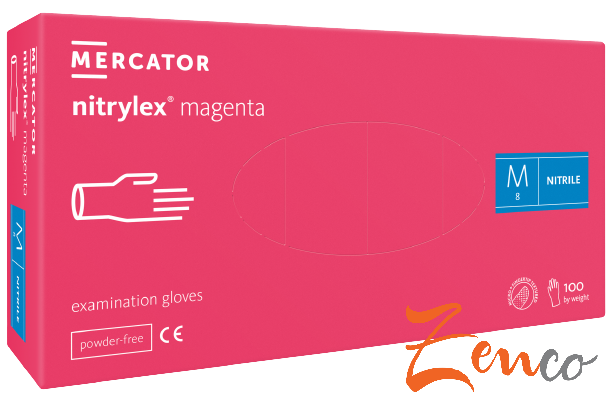 Jednorazové nitrilové zdravotnícke rukavice Mercator NITRYLEX magenta 100 ks - Zvoľte veľkosť: M