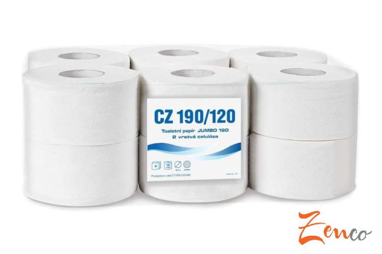 Biely toaletný papier JUMBO 2vr., 120m - 12 ks