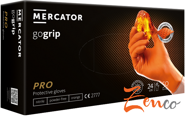 Ochranné nitrilové rukavice Mercator GOGRIP oranžové 50ks - Velikost: XXL