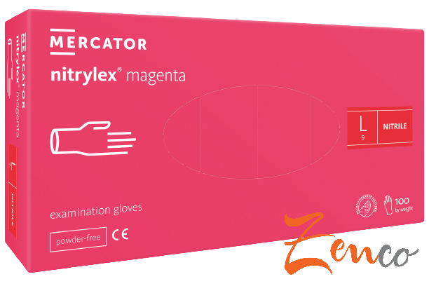 Jednorazové nitrilové zdravotnícke rukavice Mercator NITRYLEX magenta 100 ks - Zvoľte veľkosť: L
