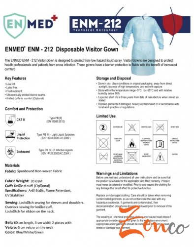 EnMed® jednorázový návštěvnický plášť 10 ks - modrý