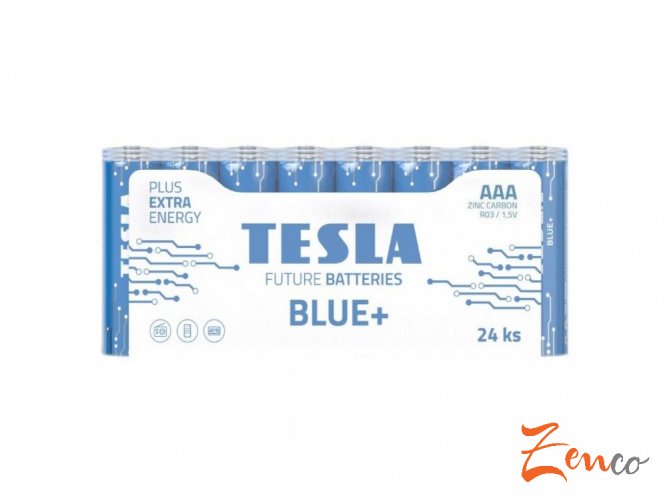 51386 1 tesla blue zinc carbon baterie aaa r03 mikrotuzkova folie 24 ks