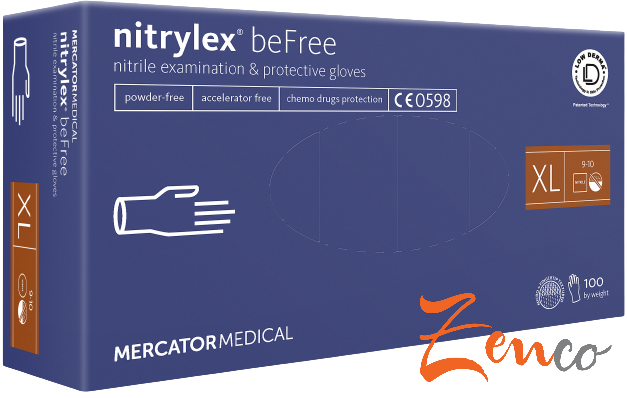 Jednorazové nitrilové zdravotnícke rukavice Mercator NITRYLEX BEFREE 100 ks - Velikost: XL