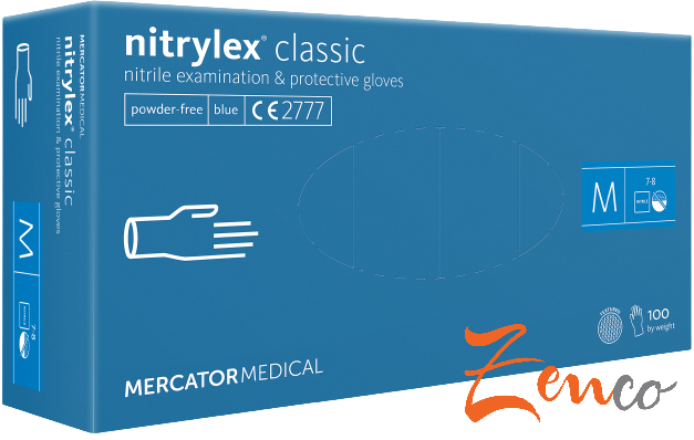 Jednorazové nitrilové zdravotnícke rukavice Mercator NITRYLEX modré celotexturované 100 ks - Velikost: M