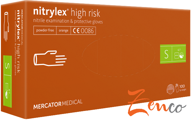 Jednorázové nitrilové zdravotnické rukavice Mercator NITRYLEX high risk 100 ks - Velikost: S