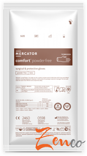 Steril rugalmas latex kesztyű Mercator COMFORT Púdermentes 2 db