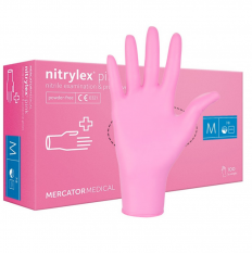 Jednorázové nitrilové zdravotnické rukavice Mercator NITRYLEX růžové 100 ks