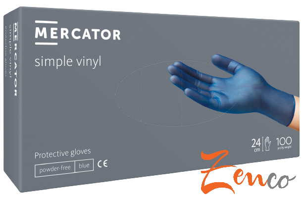 Vinylové rukavice Mercator SIMPLE VINYL modré 100 ks - Zvolte velikost: Velikost S