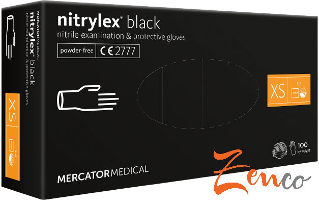 Jednorázové nitrilové zdravotnické rukavice Mercator NITRYLEX černé 100 ks - Zvolte velikost: S