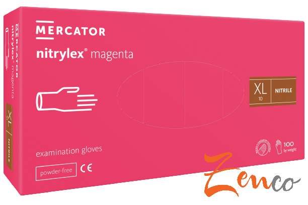 Jednorázové nitrilové zdravotnické rukavice Mercator NITRYLEX magenta 100 ks - Zvolte velikost: XL