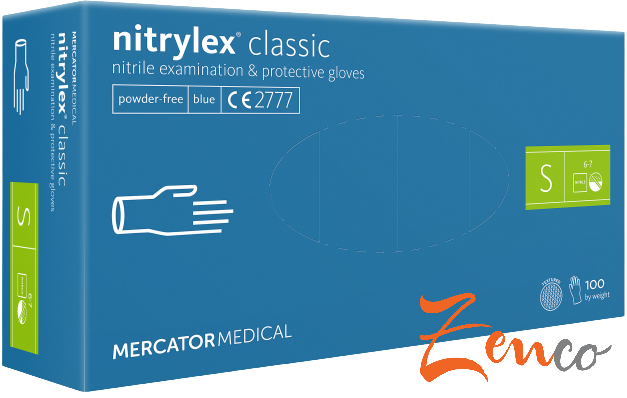 Jednorazové nitrilové zdravotnícke rukavice Mercator NITRYLEX modré celotexturované 100 ks - Velikost: S