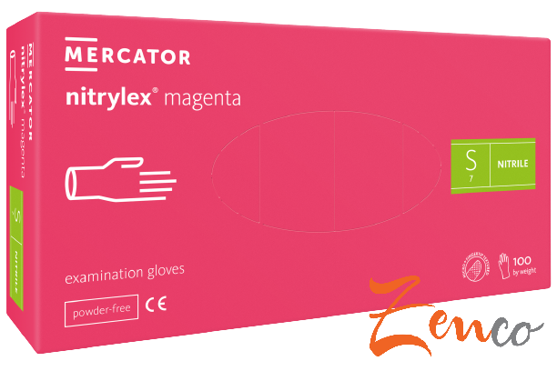 Jednorázové nitrilové zdravotnické rukavice Mercator NITRYLEX magenta 100 ks - Zvolte velikost: S
